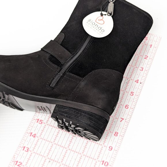 Blondo Women Vali Waterproof Black Leather Moto Biker Ankle Boots size 10 - Picture 6 of 9